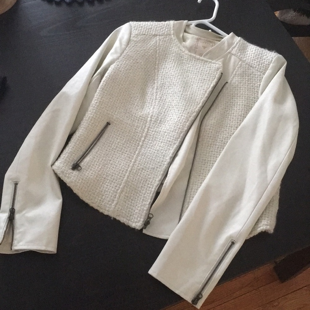 Guess White Bomber Jacket
